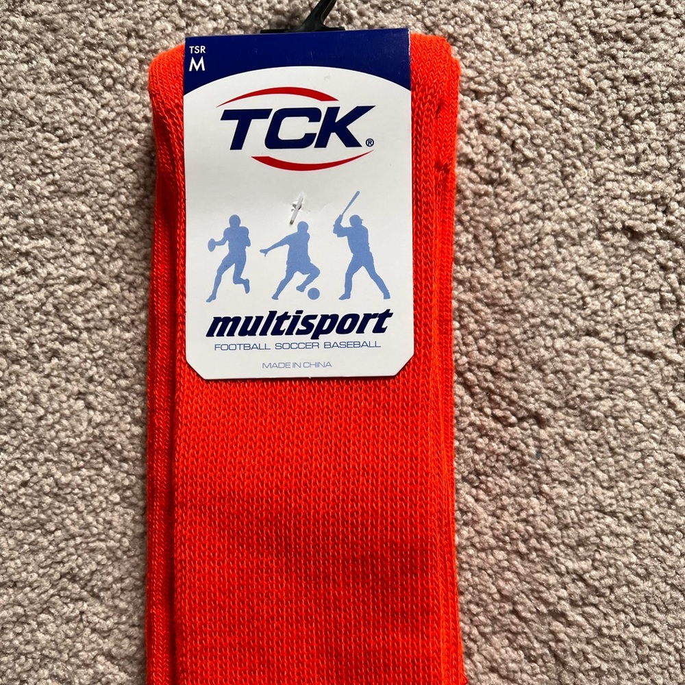 NWT TCK sports socks medium orange